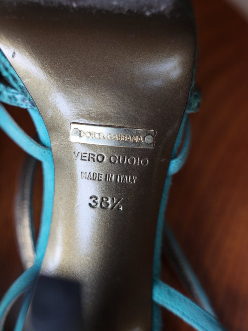 Dolce & Gabbana Turquoise Snake Strappy Heels – Italian Luxury, Size 38.5 - Picture 9 of 9